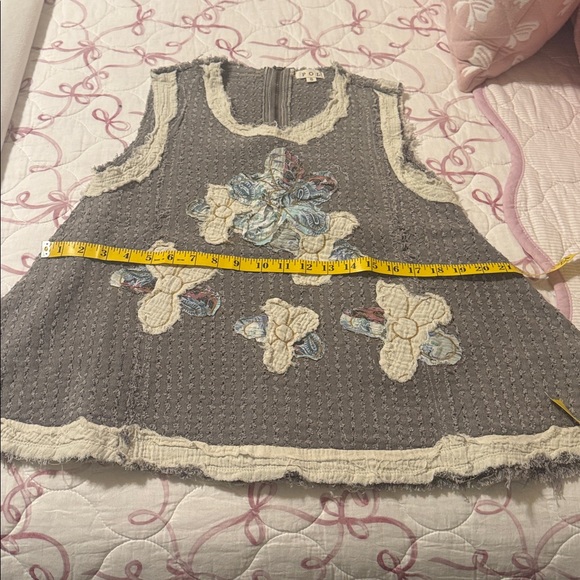 POL Charcoal Tank with Cream and Blue Floral Design - Picture 10 of 12